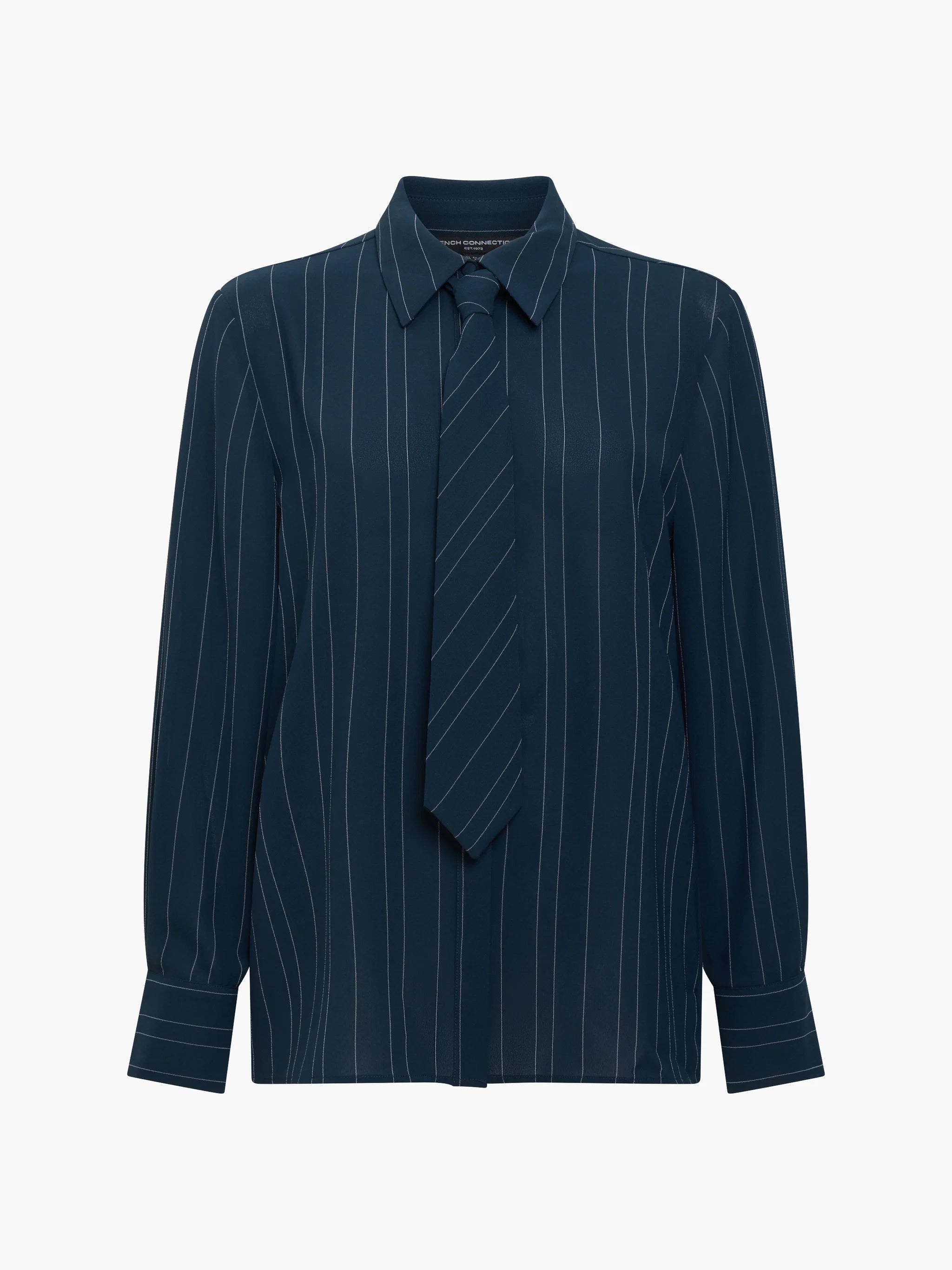 French Connection Erma Pin Stripe Tie Shirt