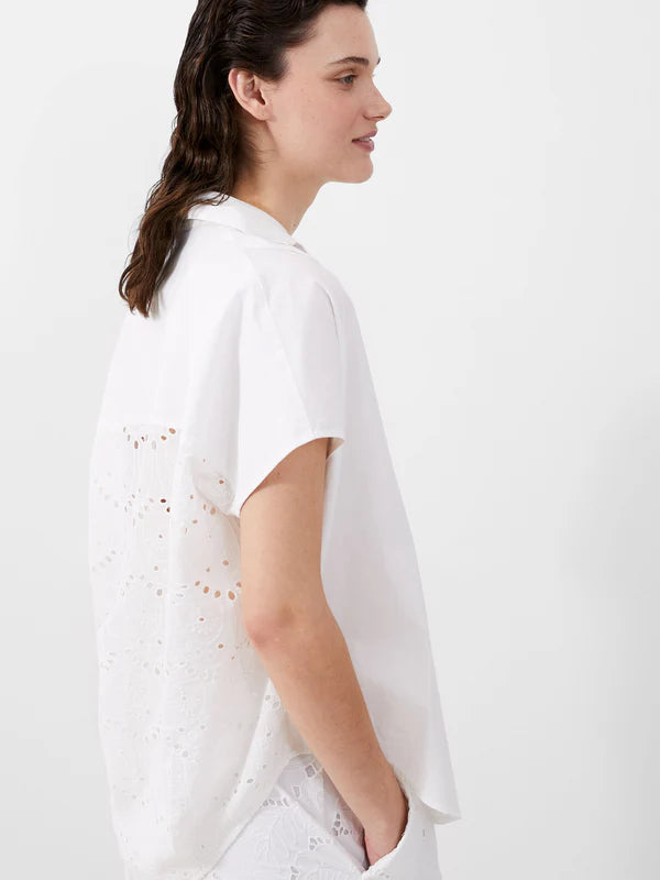 French Connection Cele Sleeveless Embroidery Top-Linen White-72WNS