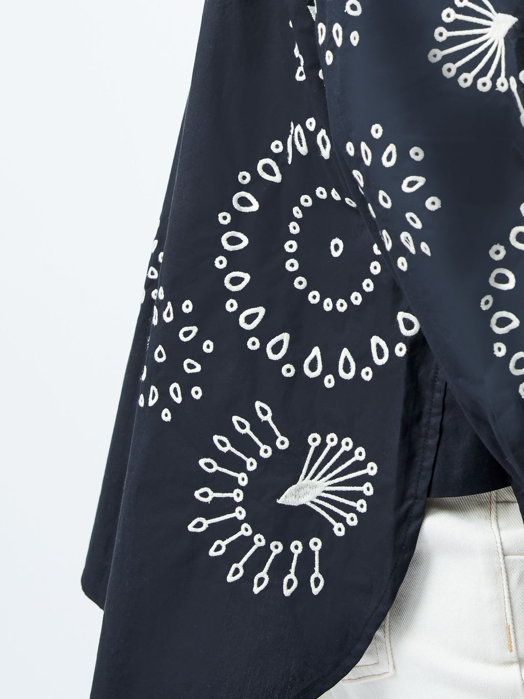 French Connection Cambria Cotton Embroidered Top in Black/Cream - 72YBH