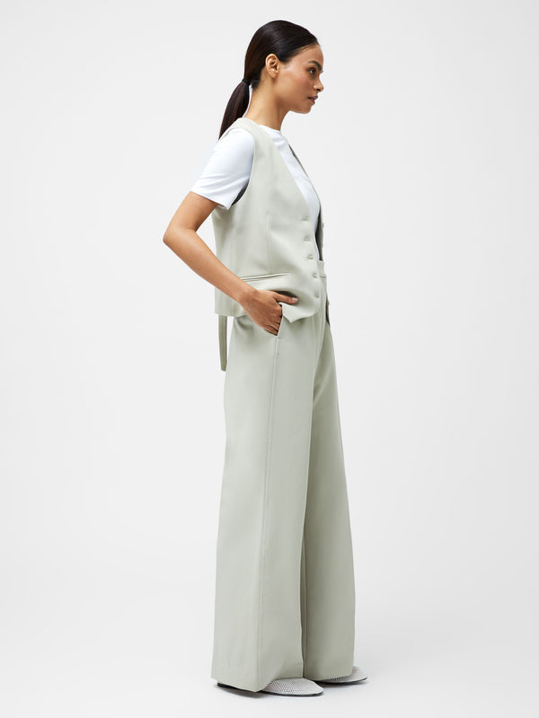 French Connection Angie Suiting Wide Leg Trouser in Pistachio Green - 74YAS