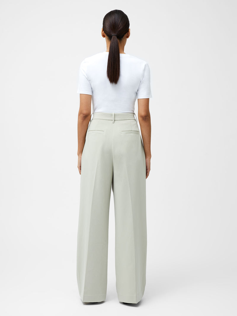 French Connection Angie Suiting Wide Leg Trouser in Pistachio Green - 74YAS