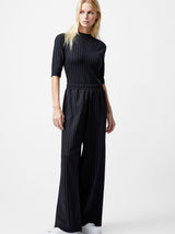 French Connection Regina Jersey Wide Leg Trousers in Black/White - 74YBR