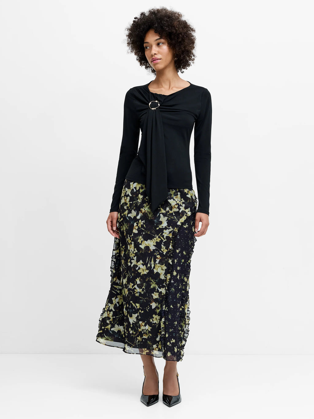 French Connection Maxine Jersey Draped Long Sleeve Top