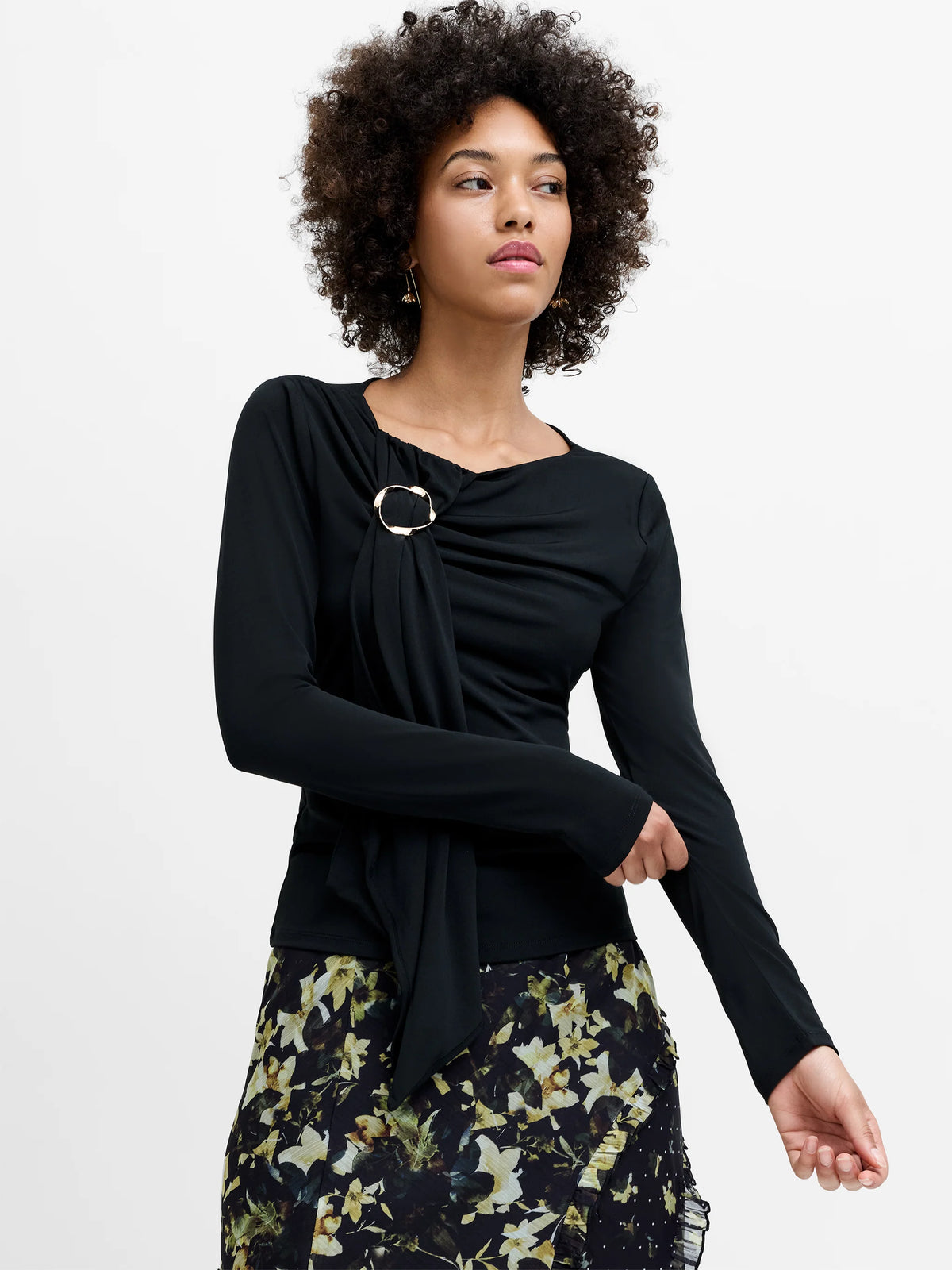 French Connection Maxine Jersey Draped Long Sleeve Top