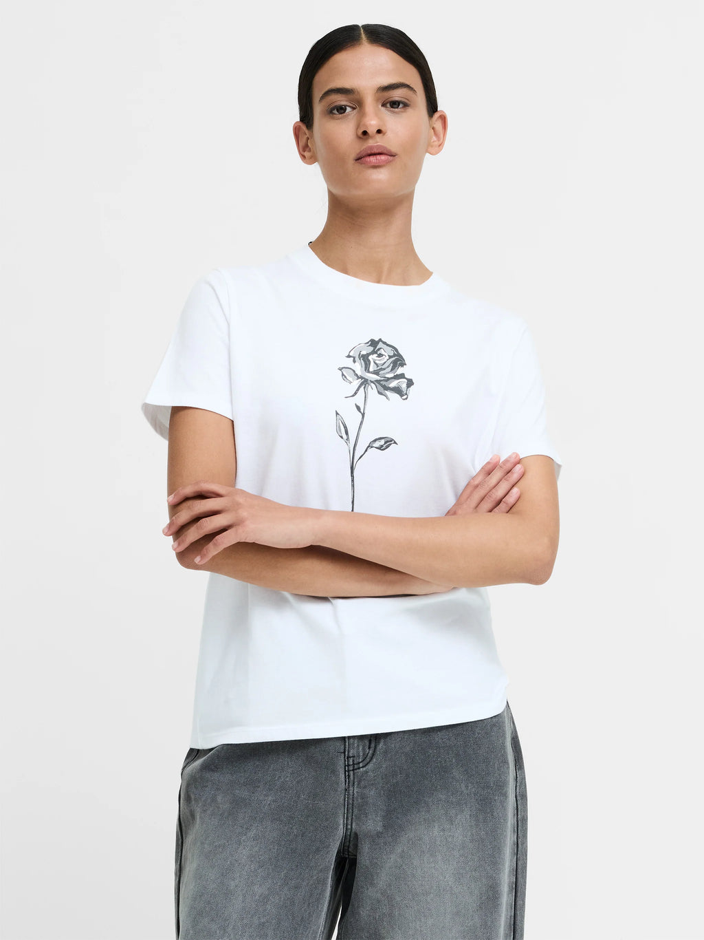 French Connection Cotton Jersey Rose T-Shirt