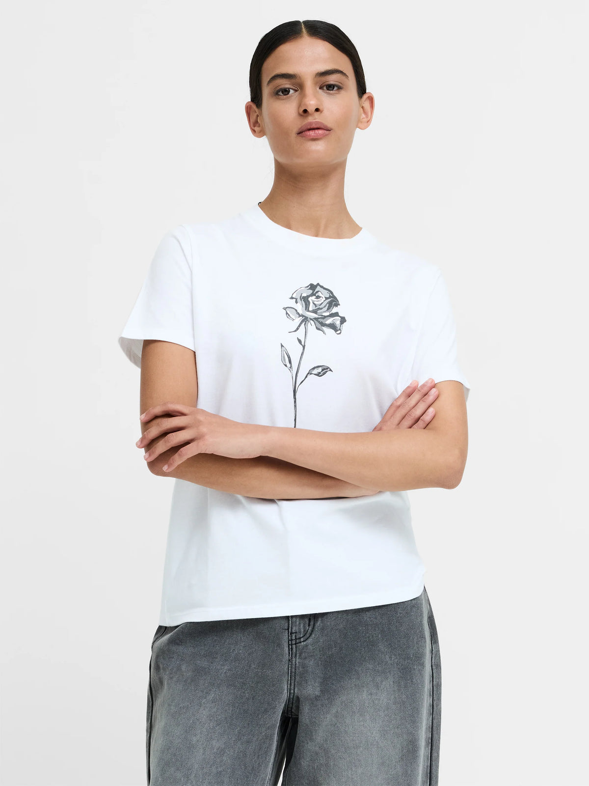 French Connection Cotton Jersey Rose T-Shirt