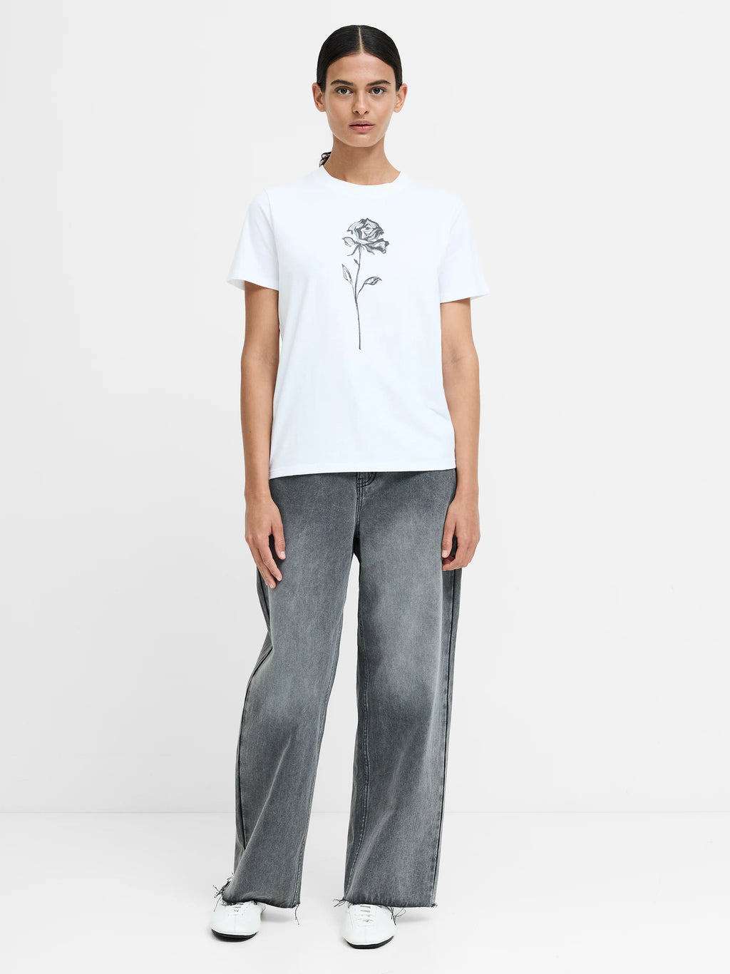 French Connection Cotton Jersey Rose T-Shirt