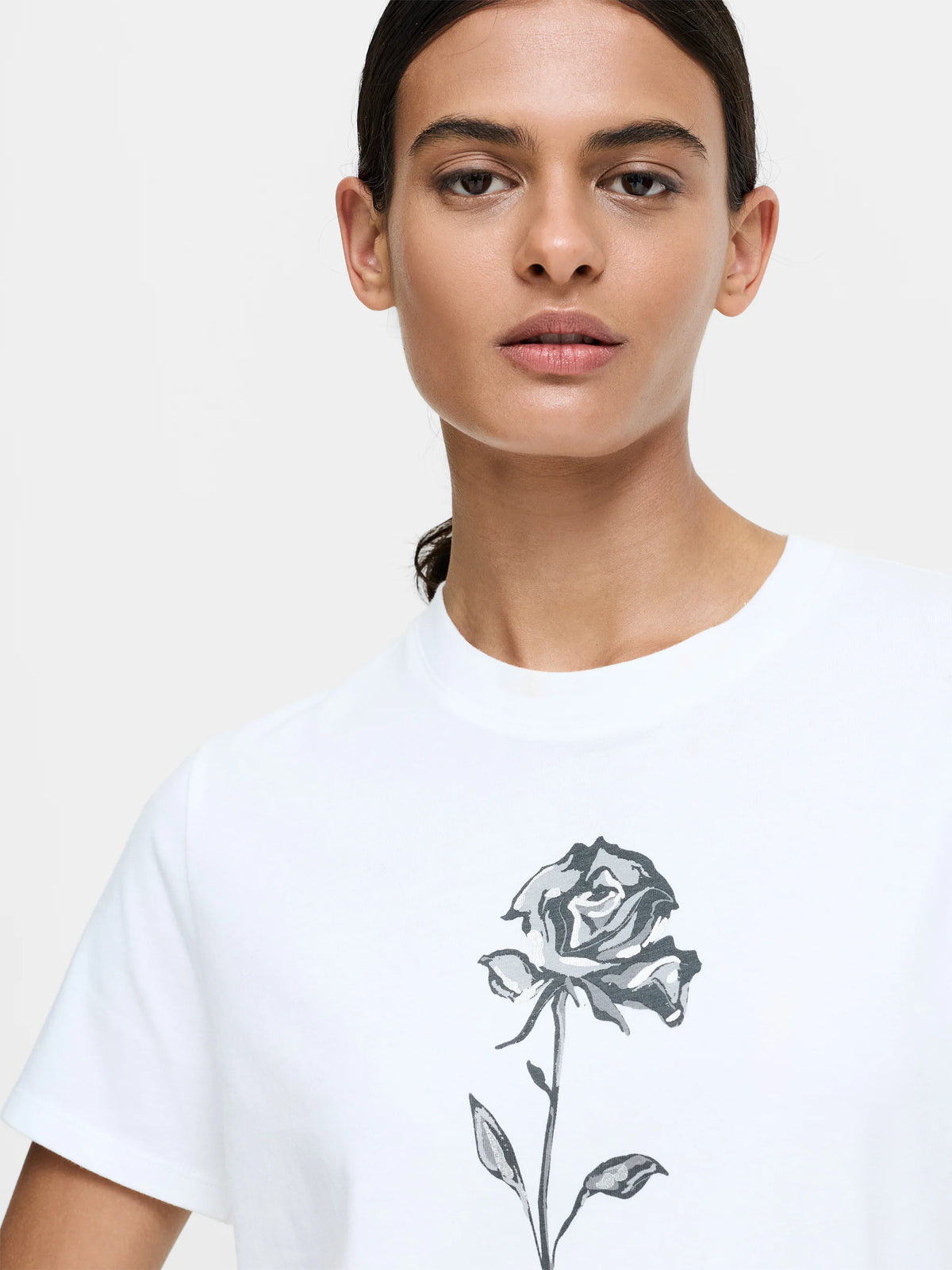 French Connection Cotton Jersey Rose T-Shirt