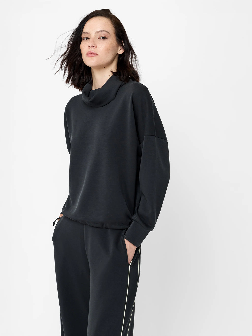 French Connection Wren Draped Funnel Neck Sweatshirt