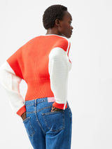 French Connection Lily Drop Shoulder Knit in Scarlet Red/Porcelain - 78YBZ