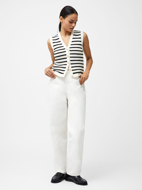 French Connection Lumi Mozart Knit Waistcoat in Summer White - 78YCD