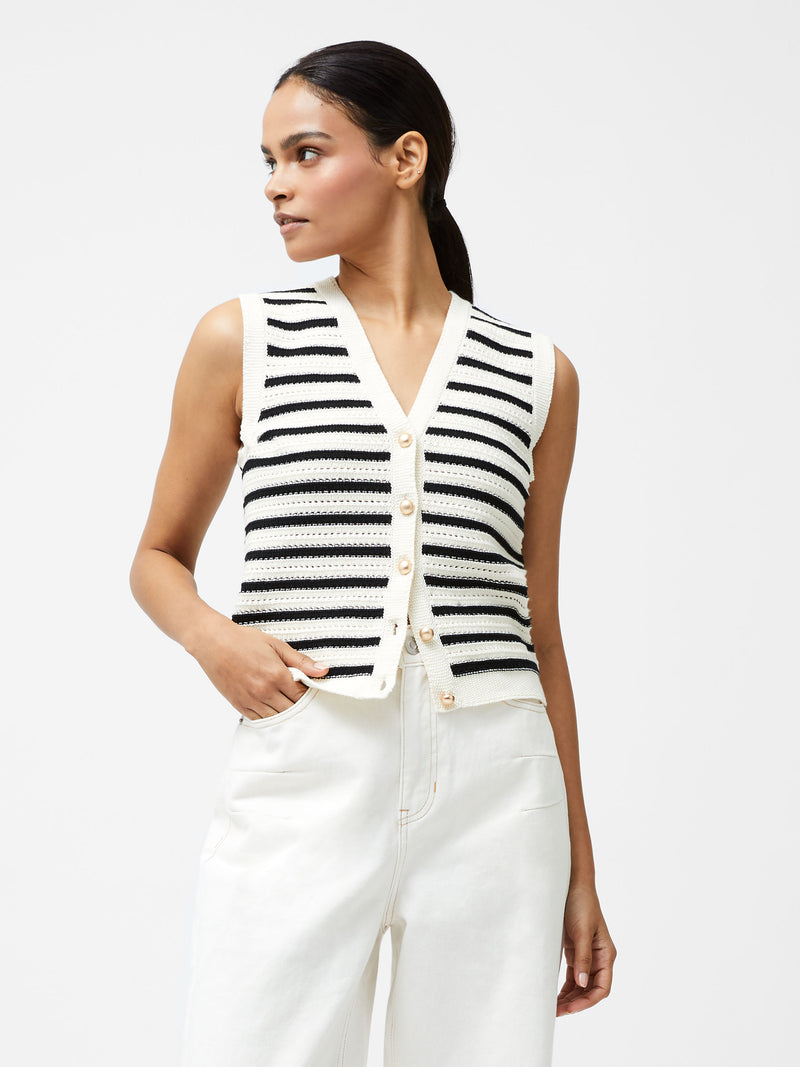 French Connection Lumi Mozart Knit Waistcoat in Summer White - 78YCD