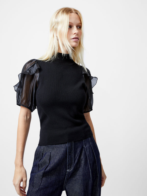 French Connection Kristine Organza Top in Black - 78YCW