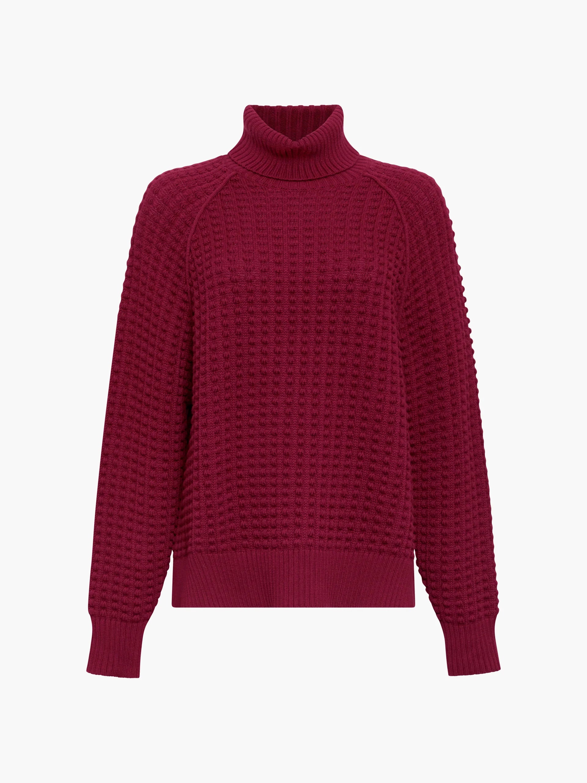 French Connection Keya Popcorn High Neck Jumper in Bordeaux Red - 78ZEZ