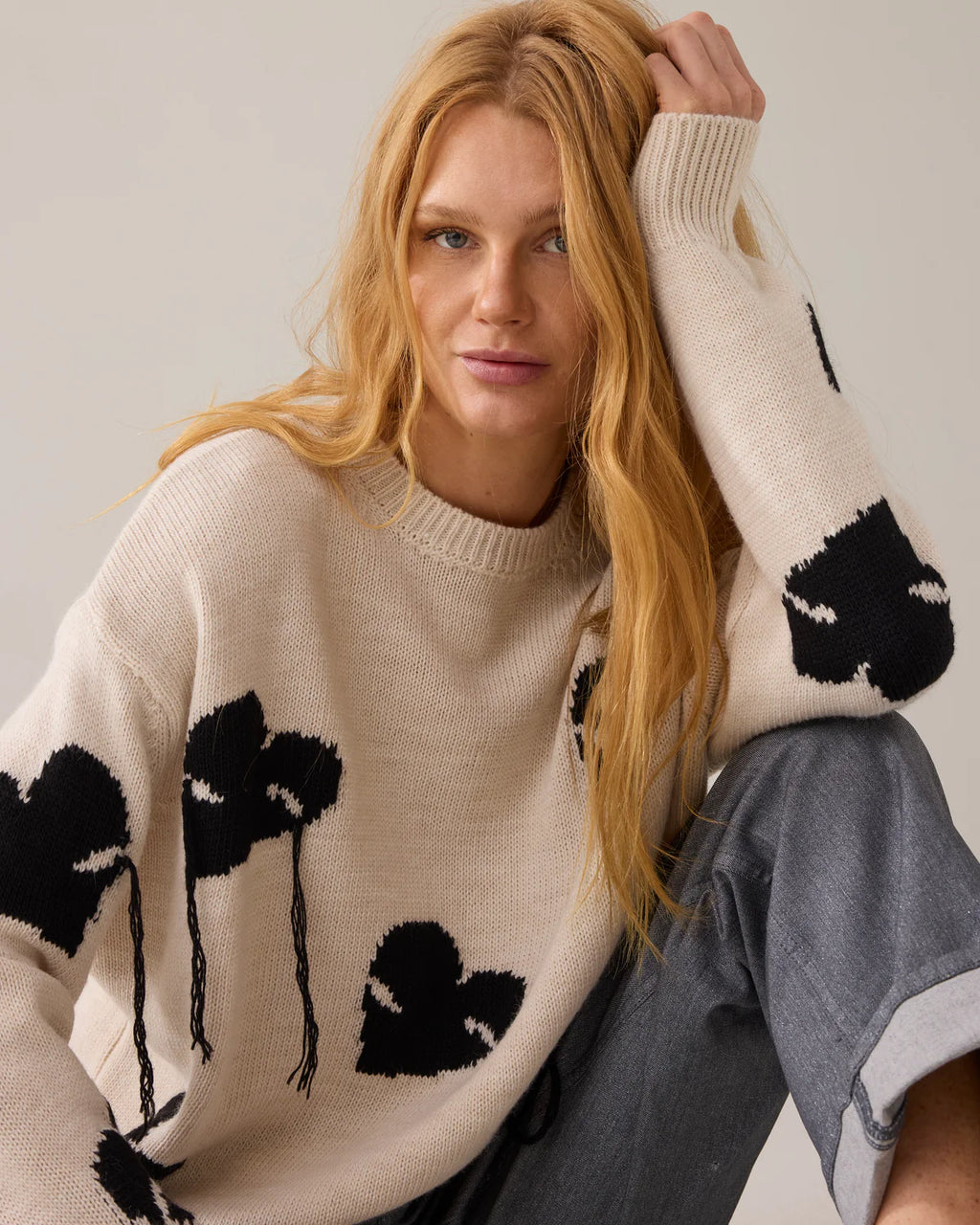 Summum Woman Sweater Instarsia Knit in Ivory - 7s7960-70052