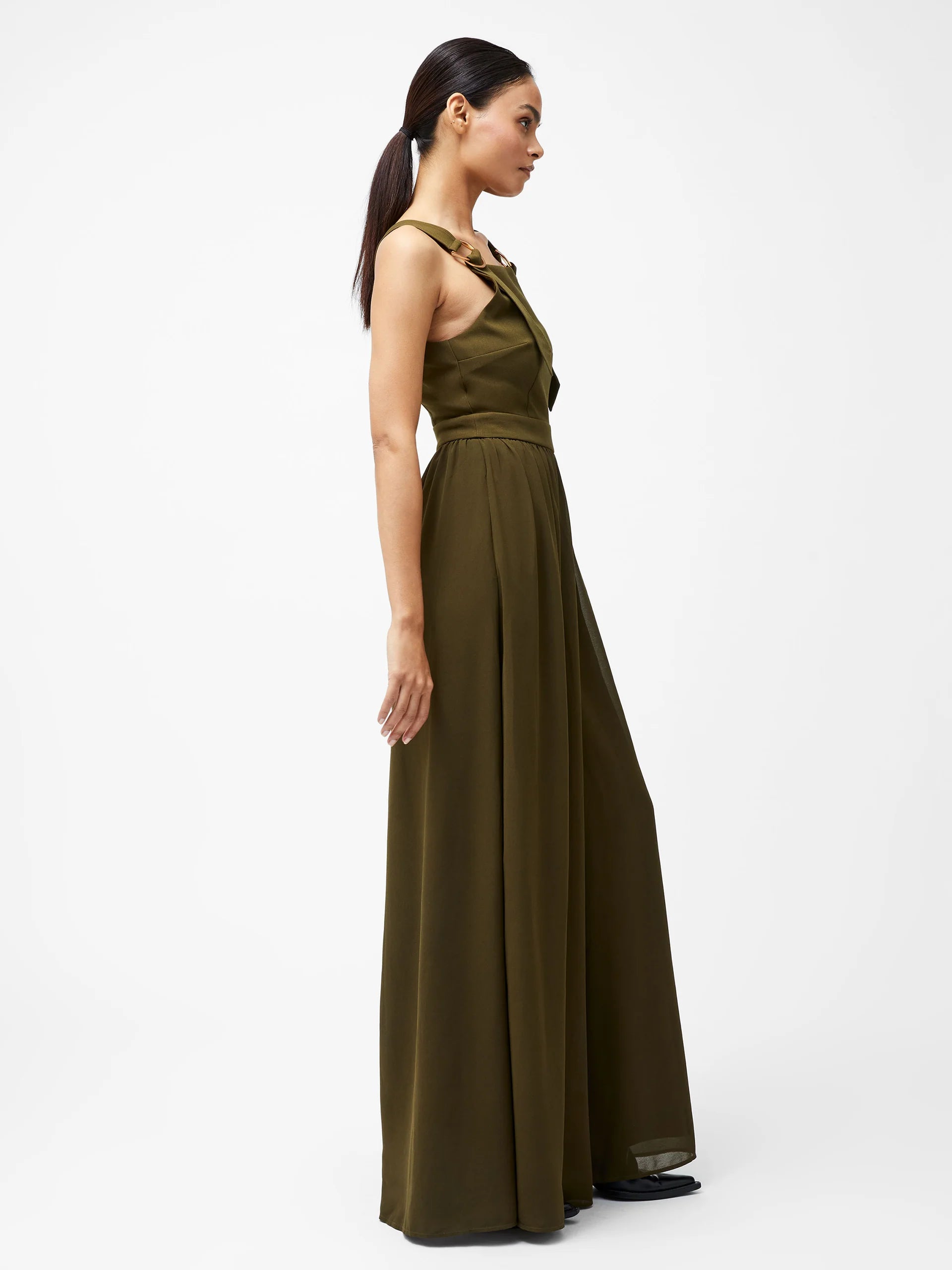 French Connection Azara Eden Mix Jumpsuit in Khaki - 7UYAF