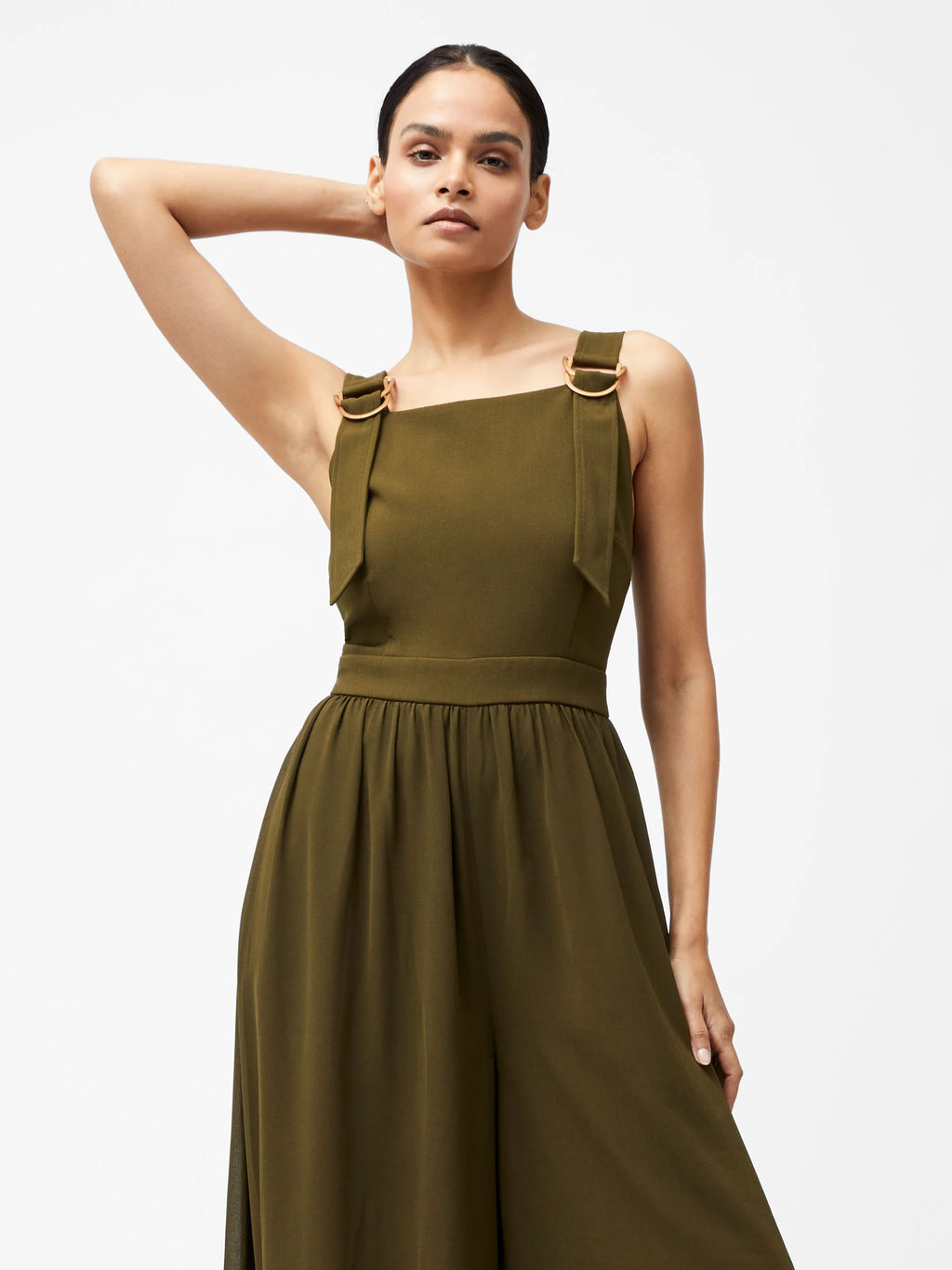 French Connection Azara Eden Mix Jumpsuit in Khaki - 7UYAF