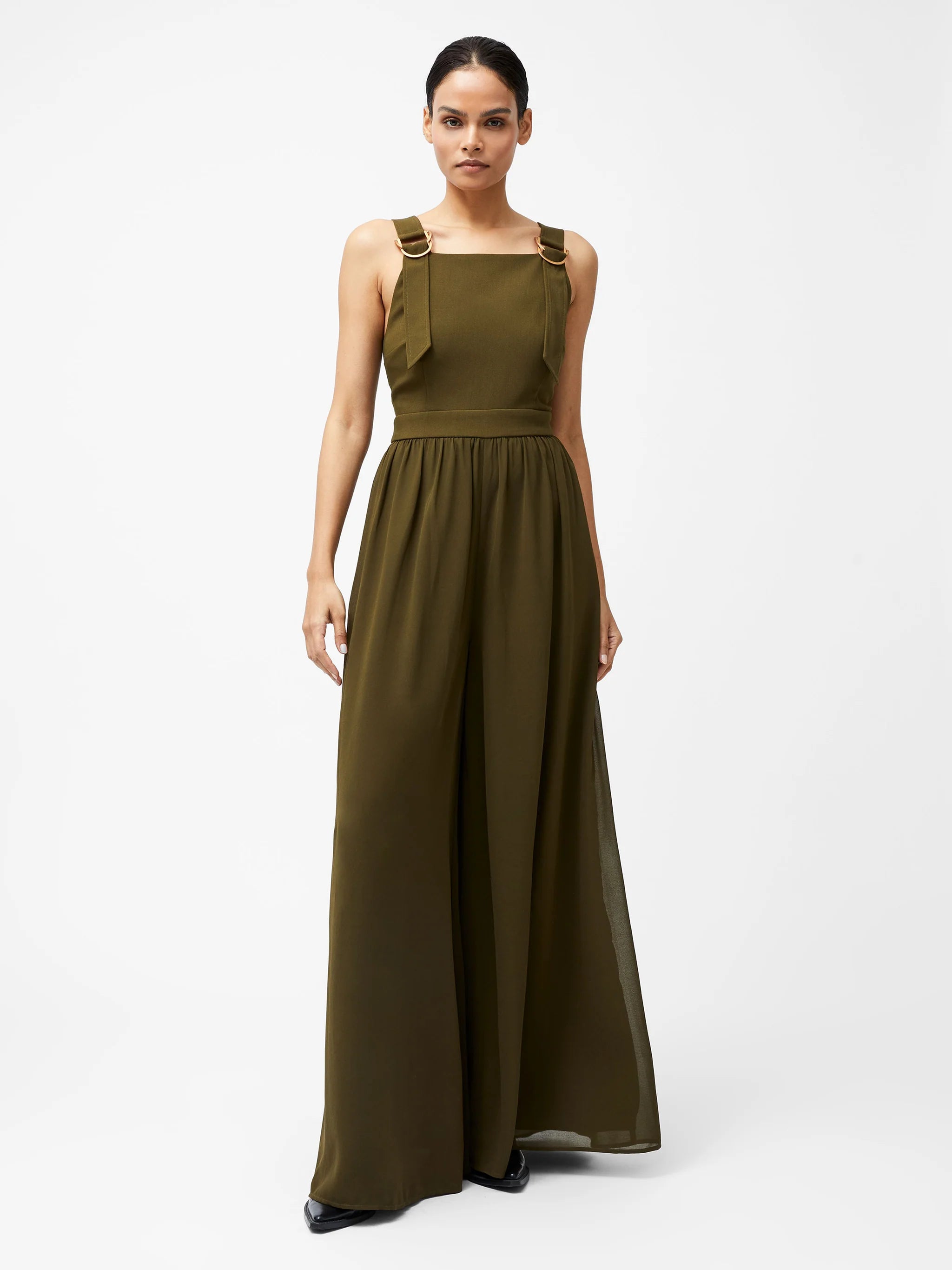 French Connection Azara Eden Mix Jumpsuit in Khaki - 7UYAF