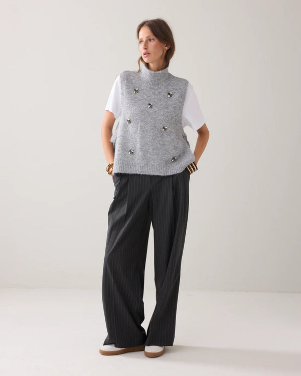 Summum Woman Embellished Spencer Cosy Melange Knit in Mist - 7s7929-7997