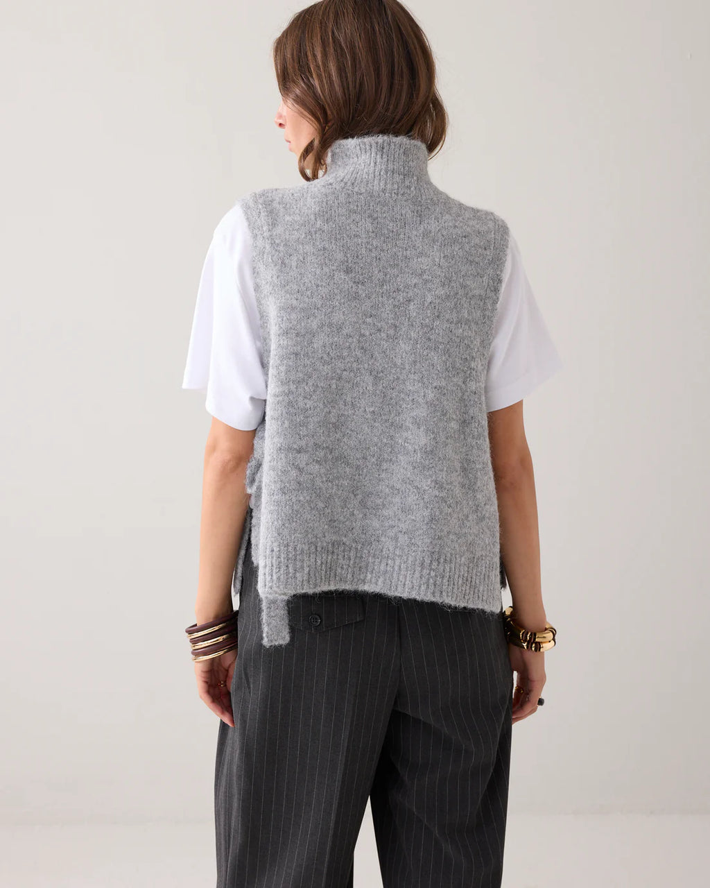 Summum Woman Embellished Spencer Cosy Melange Knit in Mist - 7s7929-7997