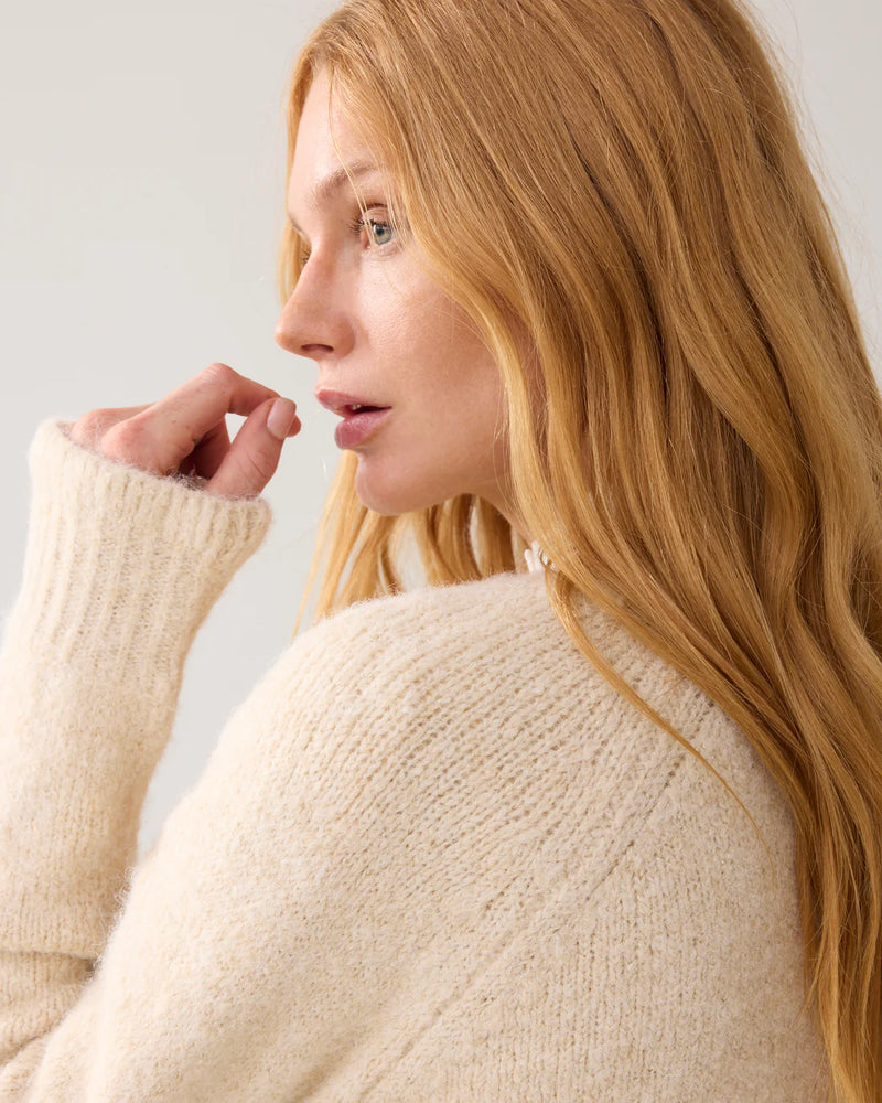 Summum Woman Cardigan Cosy Melange Lurex Knit in Ivory - 7s7938-70039