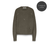 Summum Woman Embellished Sweater Cozy Melange Knit in Dark Camo - 7s7944-7997