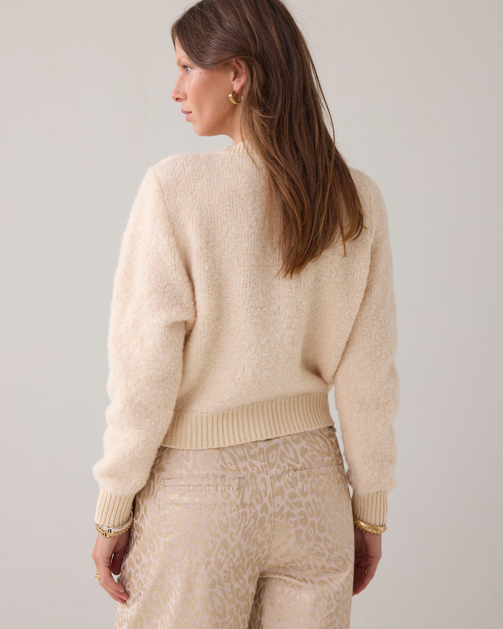 Summum Woman Cardigan Boucle Knit in Ivory - 7s7953-70046