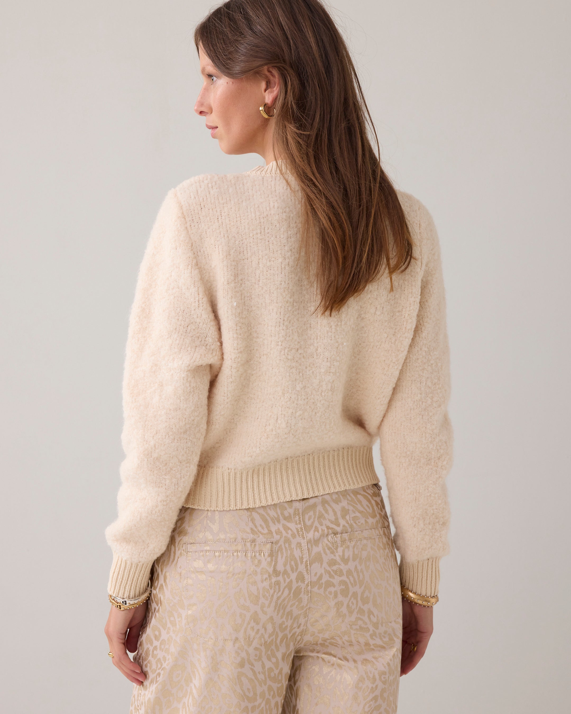 Summum Woman Cardigan Boucle Knit in Ivory - 7s7953-70046