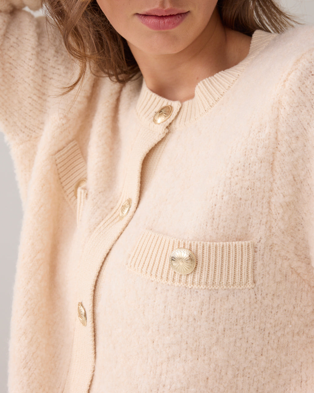 Summum Woman Cardigan Boucle Knit in Ivory - 7s7953-70046