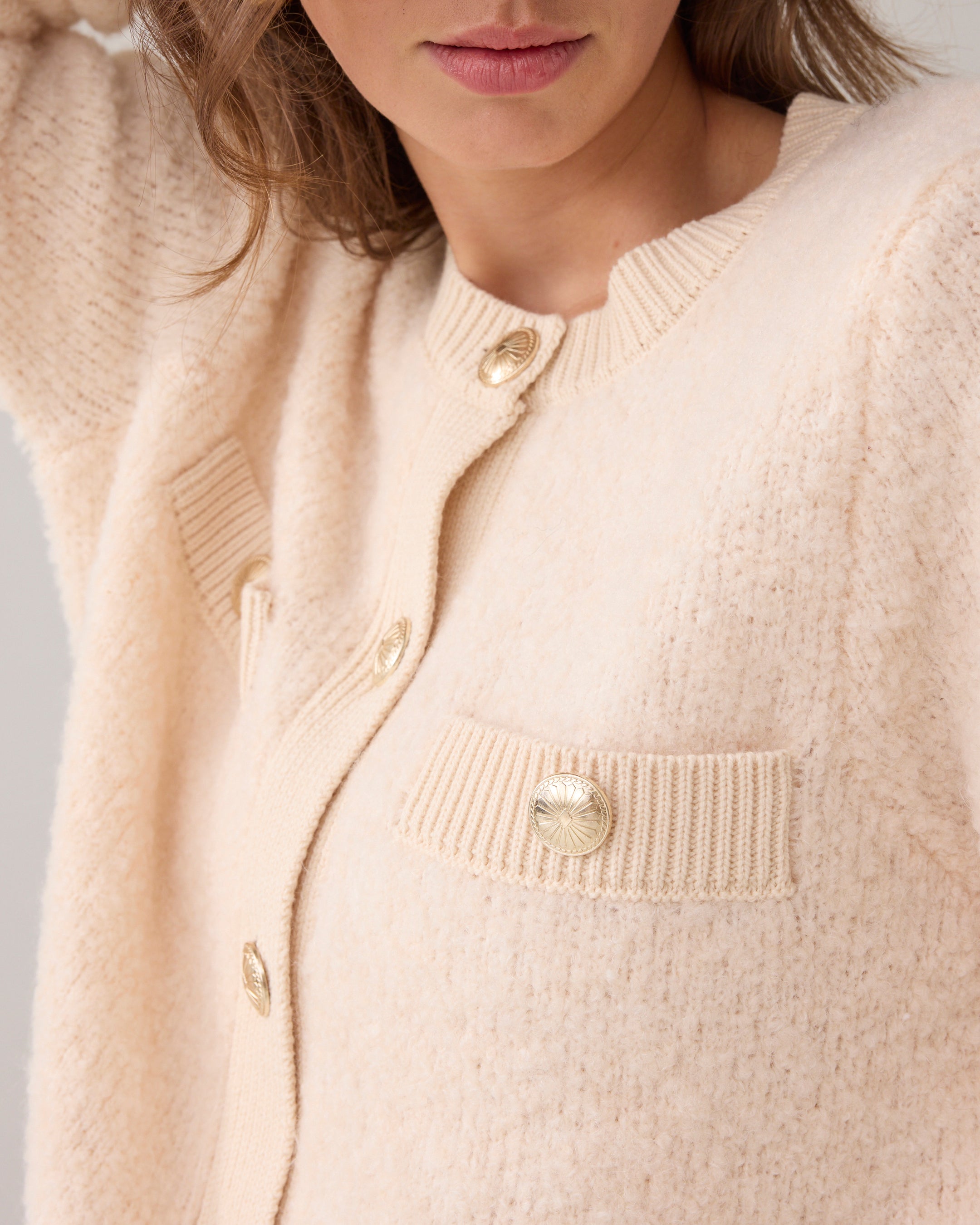 Summum Woman Cardigan Boucle Knit in Ivory - 7s7953-70046