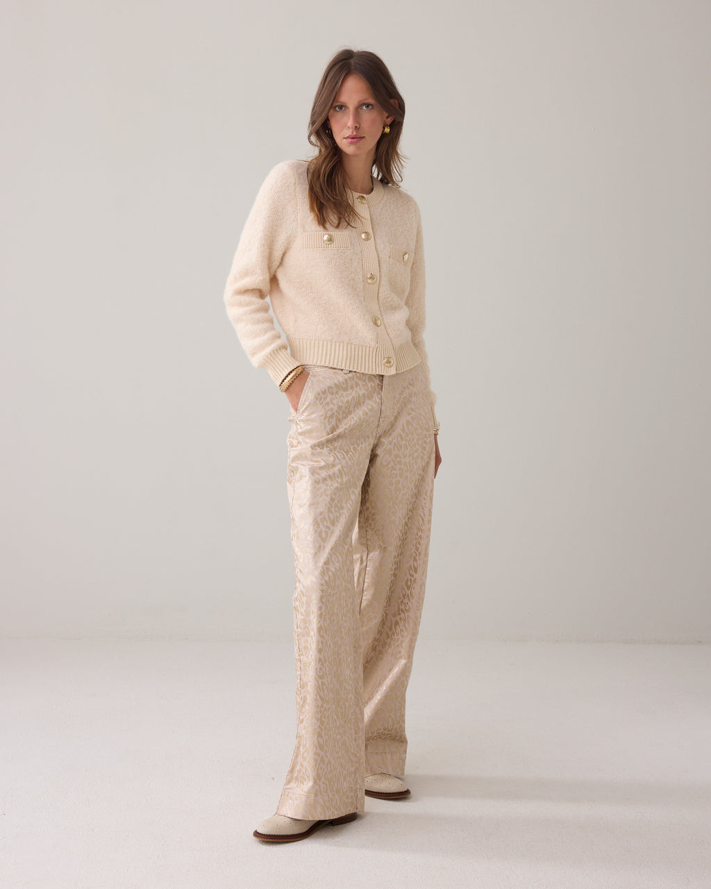Summum Woman Cardigan Boucle Knit in Ivory - 7s7953-70046