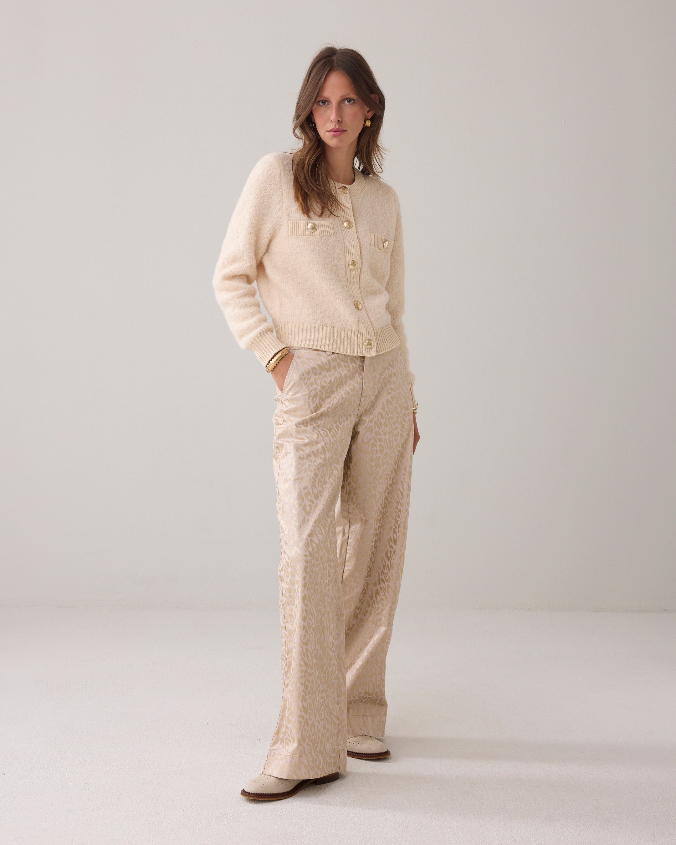 Summum Woman Cardigan Boucle Knit in Ivory - 7s7953-70046