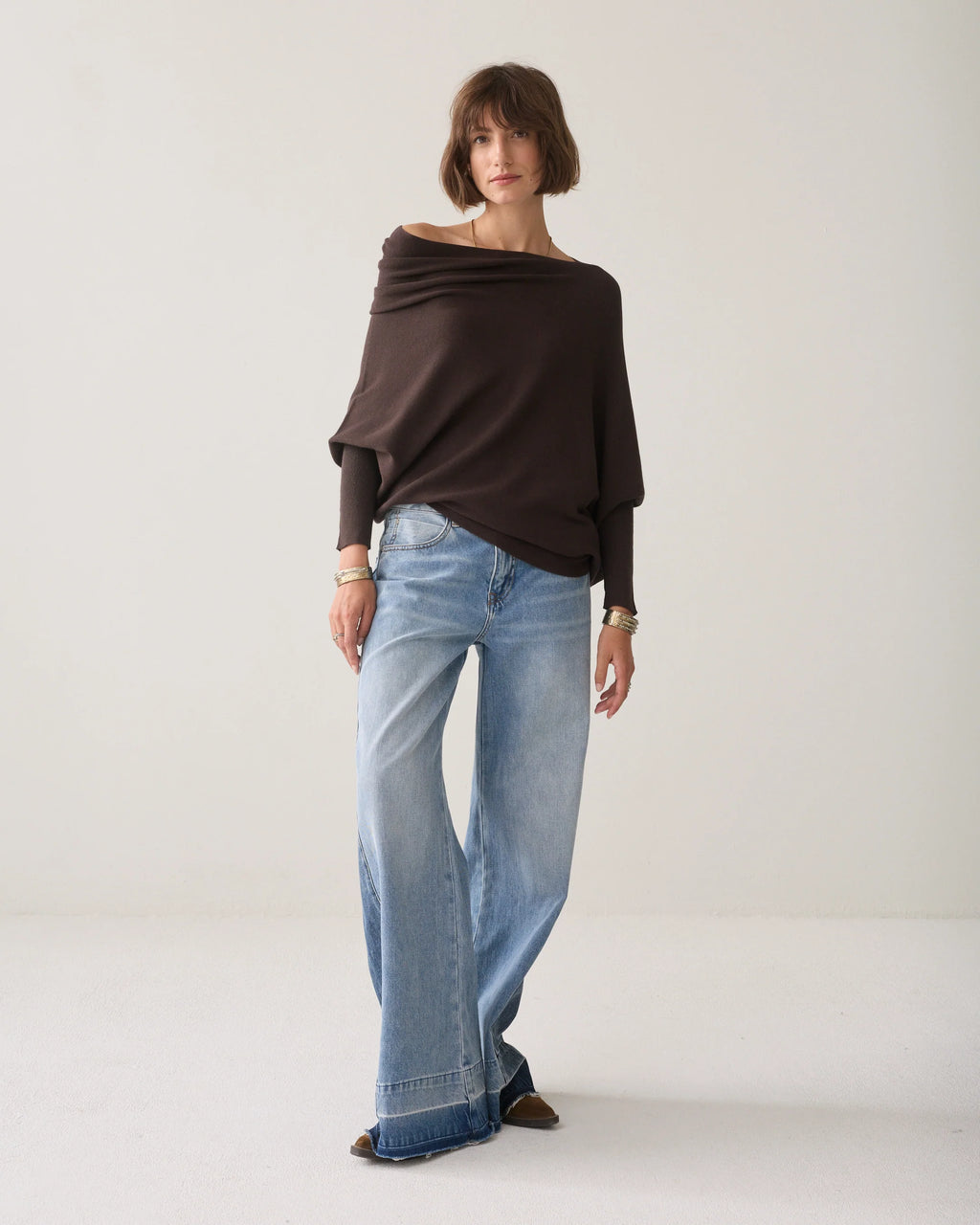 Summum Woman Sweater Viscose Blend Knit in Dark Chocolate