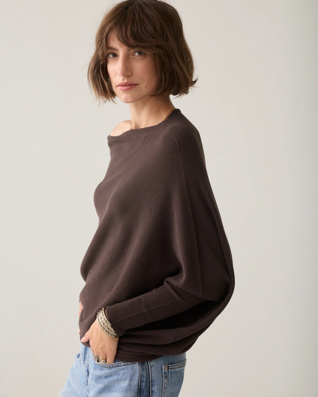 Summum Woman Sweater Viscose Blend Knit in Dark Chocolate