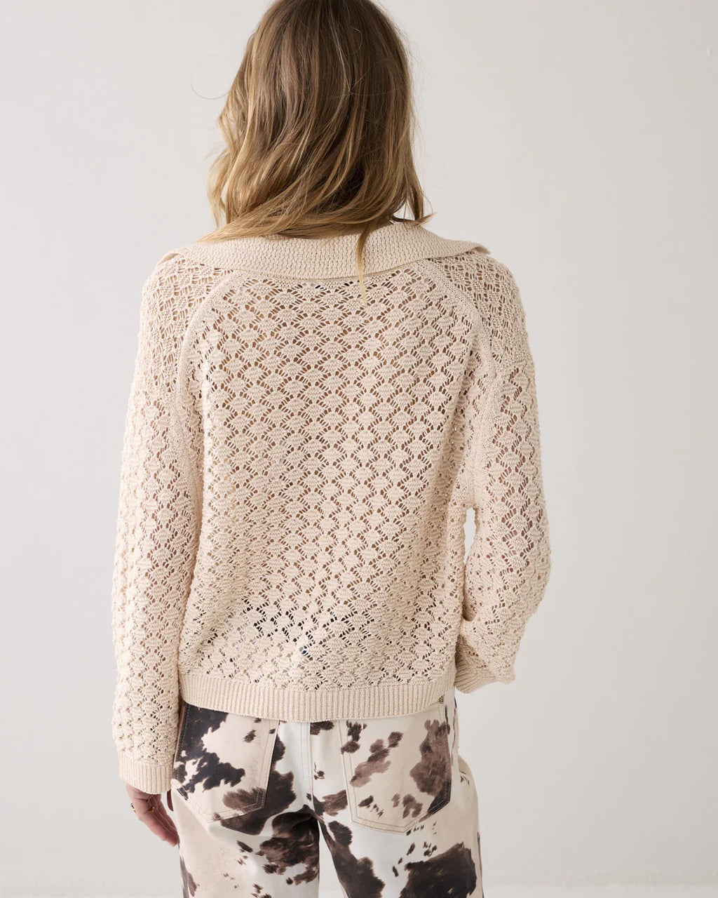 Summum Woman Knitted Polo Jumper in Ivory - 7s7992-70071