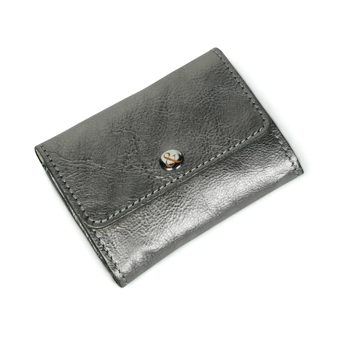 Bell & Fox Amelie Popper Card Holder Purse in Gunmetal Leather