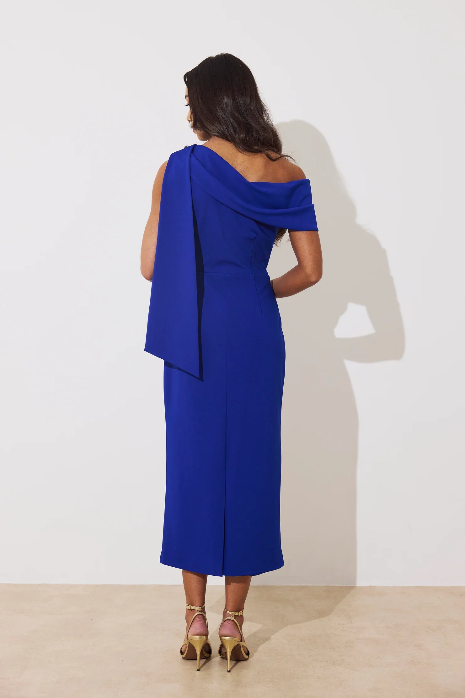 The 8th Sign Eleni Drape Dress in Royal Blue