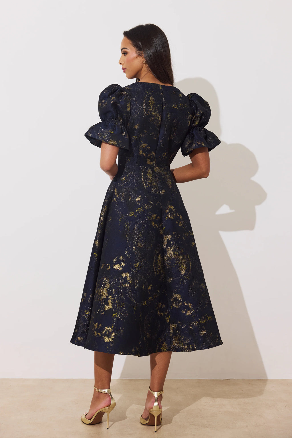 8TH Sign-Callie Metallic Skater Dress Midnight