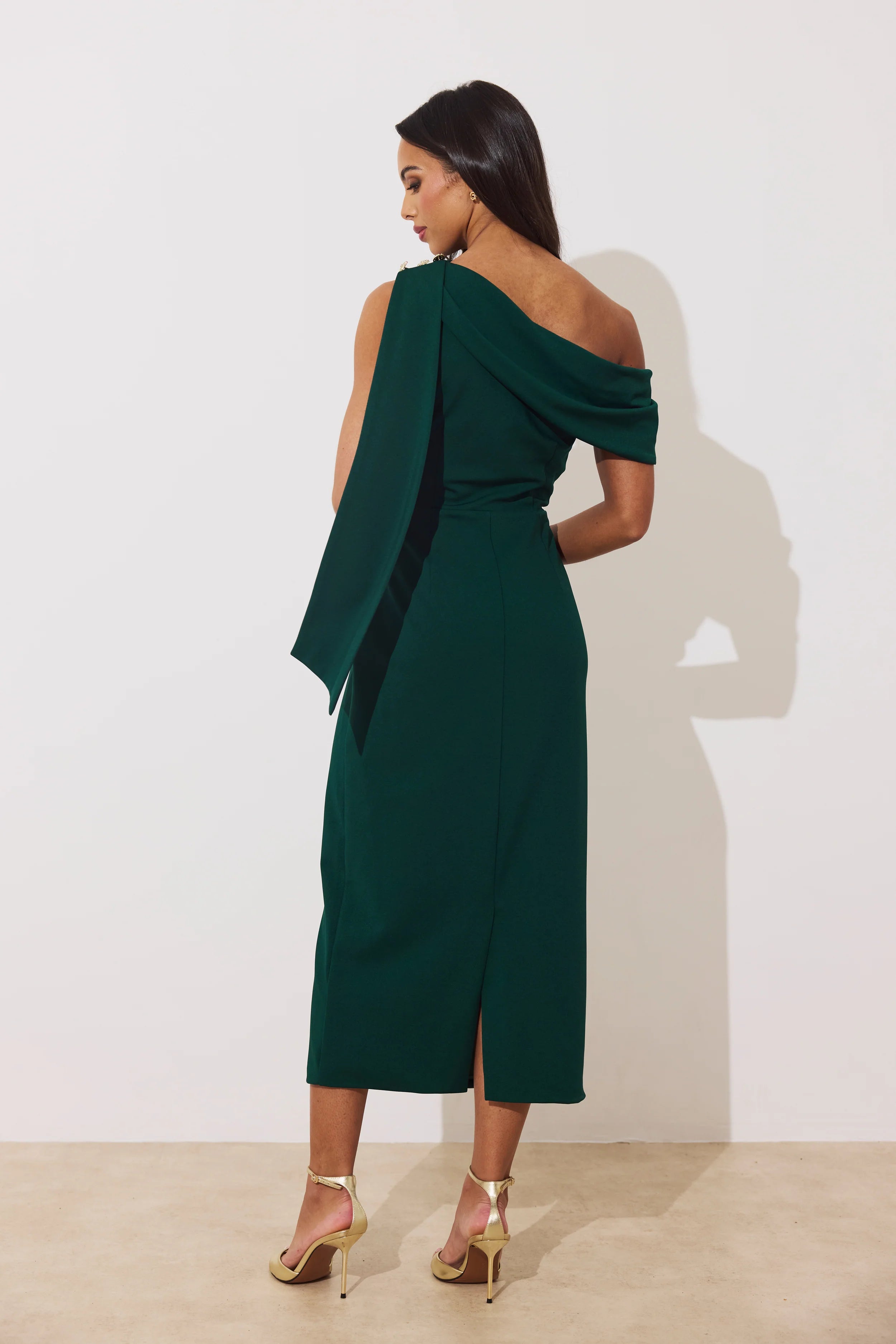 The 8th Sign The Eleni Drape Dress in Forest Green
