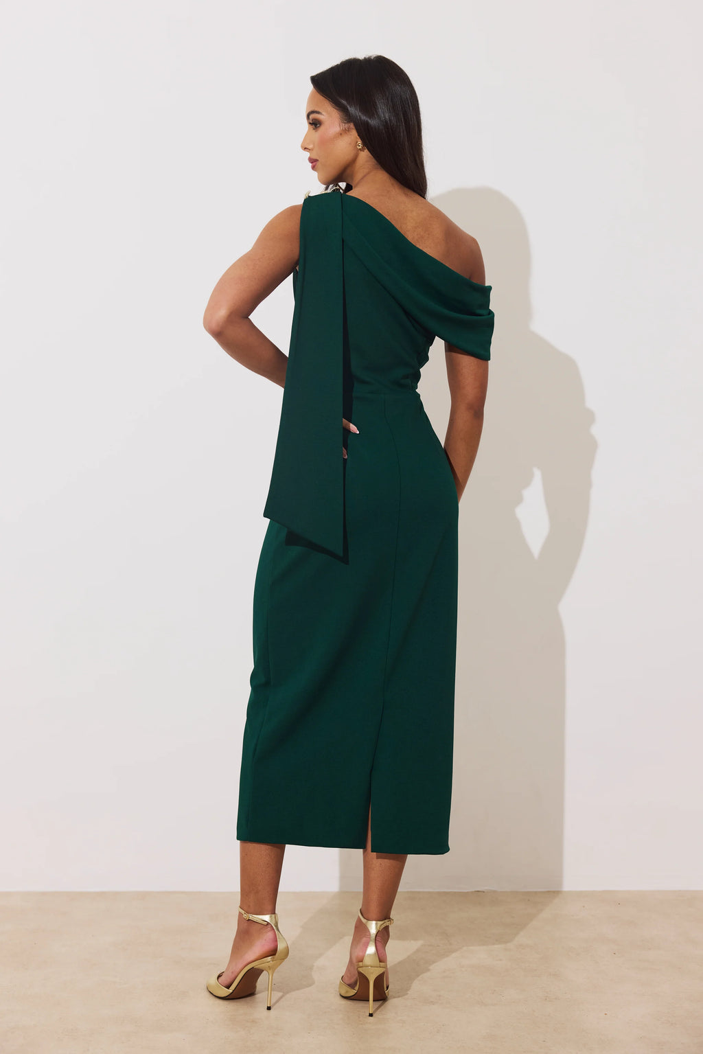 The 8th Sign The Eleni Drape Dress in Forest Green