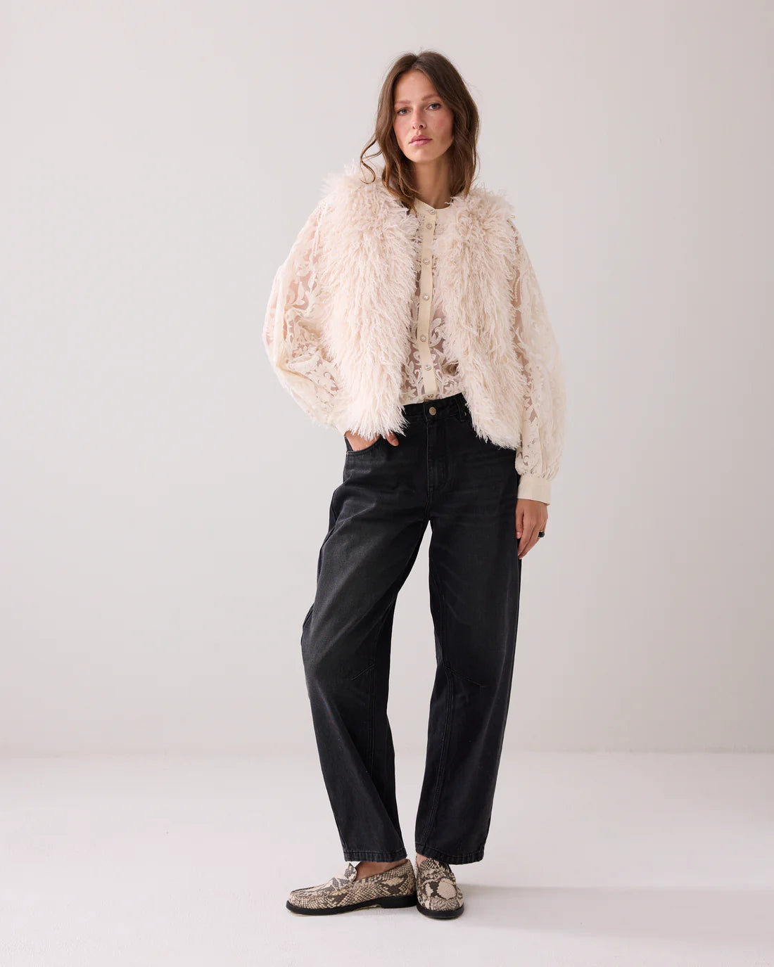 Summum Woman Faux Fur Gillet in Ivory - 9s140-12299