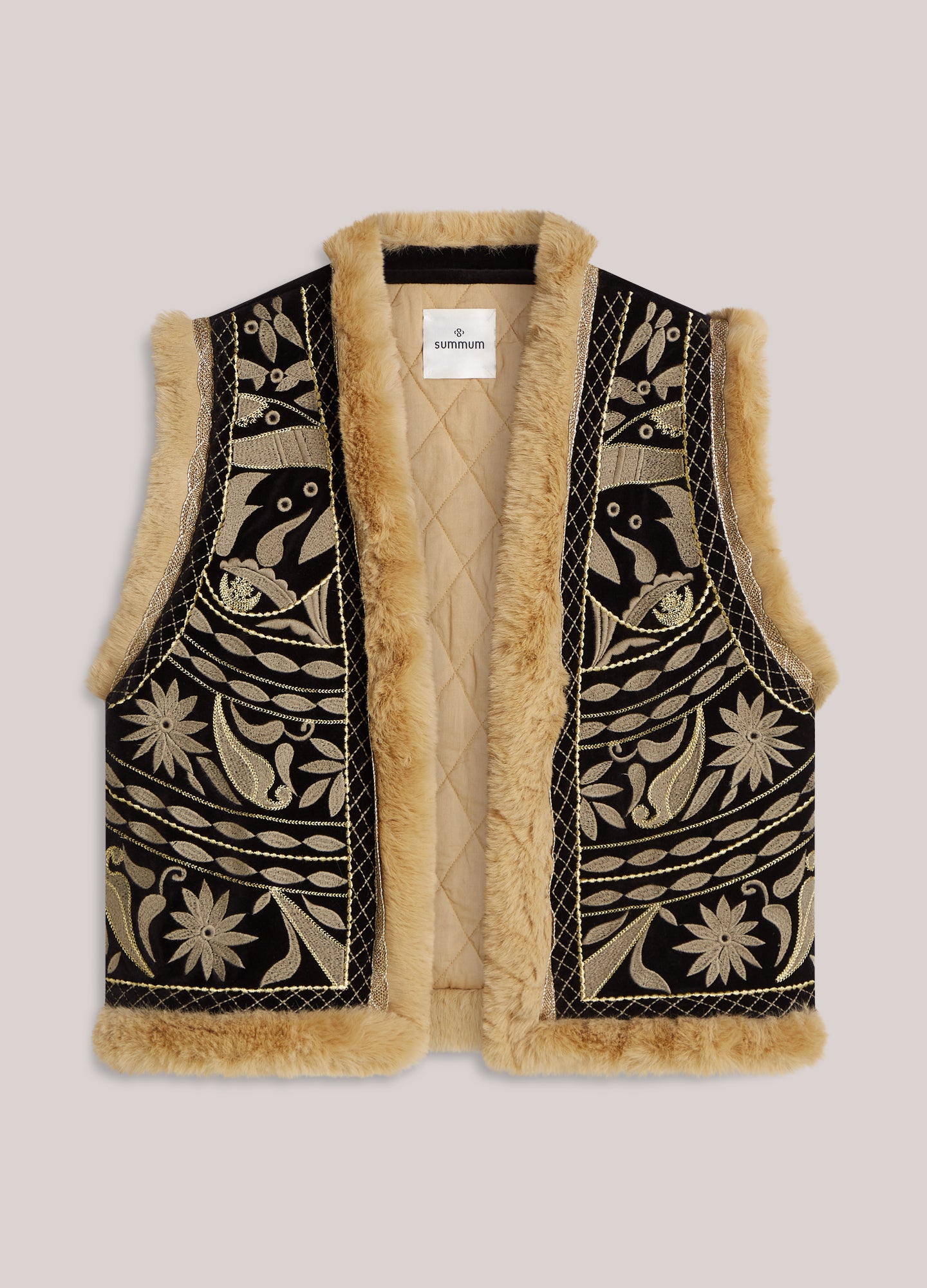 Summum Woman Gilet Embroidered Velours in Black - 9s261-12327