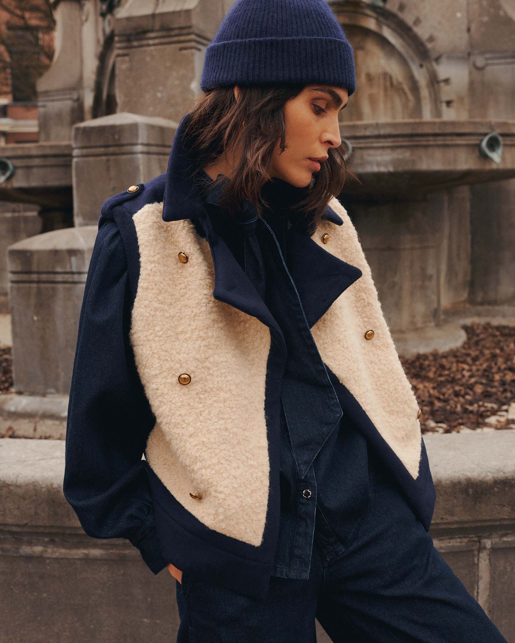 Summum Woman Gilet Boucle Wool Mix in Midnight Blue - 9s262-12398