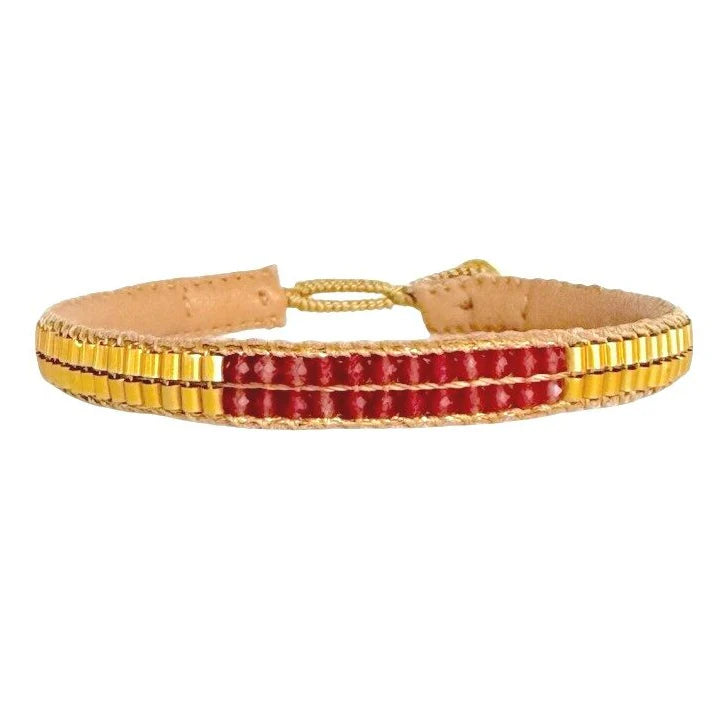 IBU Bamboo Stones 2 Row Bracelet Cherry Quartz