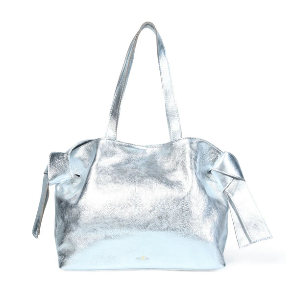 Bell & Fox Anika Bow Detail Tote Bag in Silver