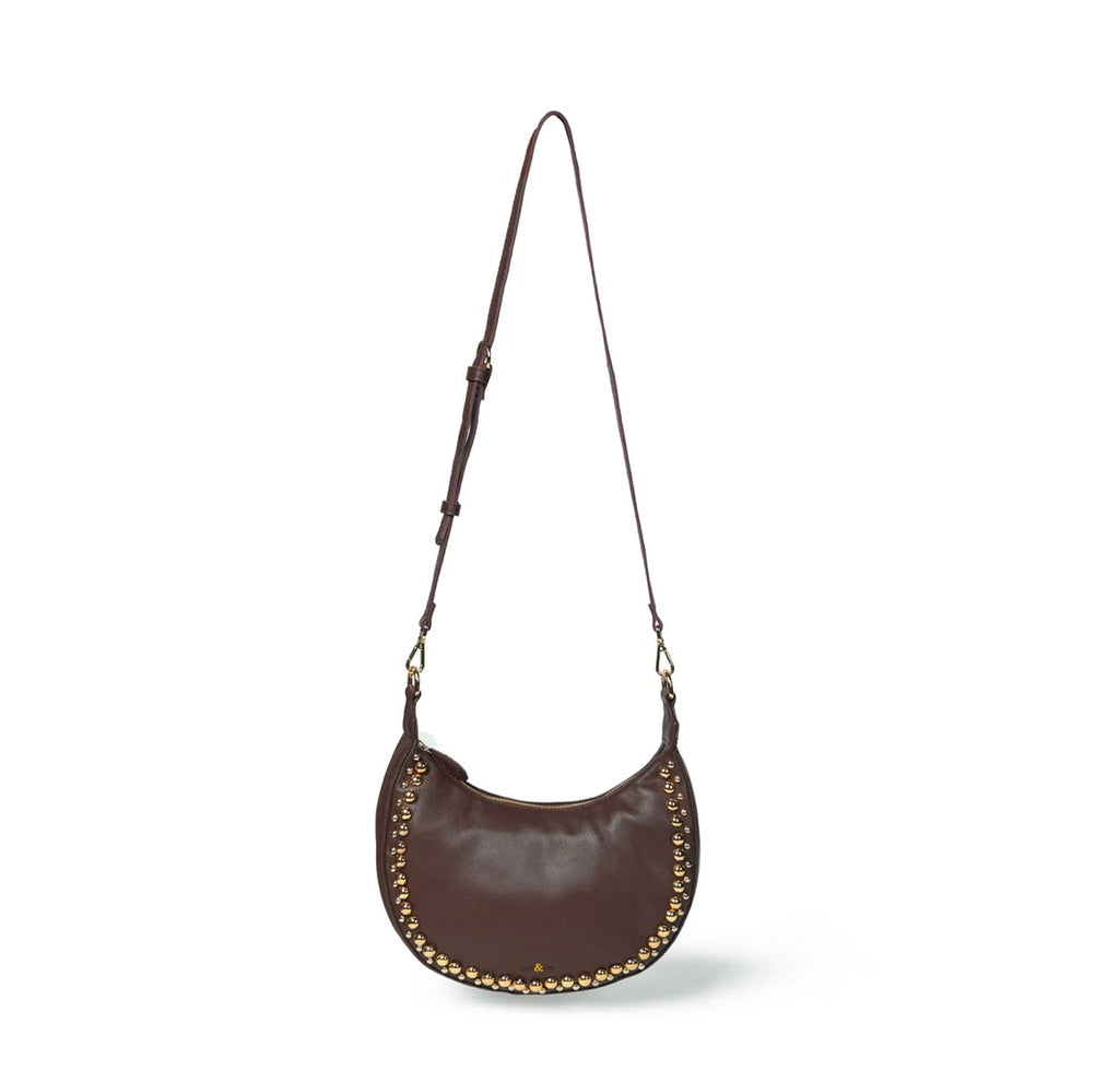 Bell & Fox- Robyn studded crossbody- Chocolate Brown Leather