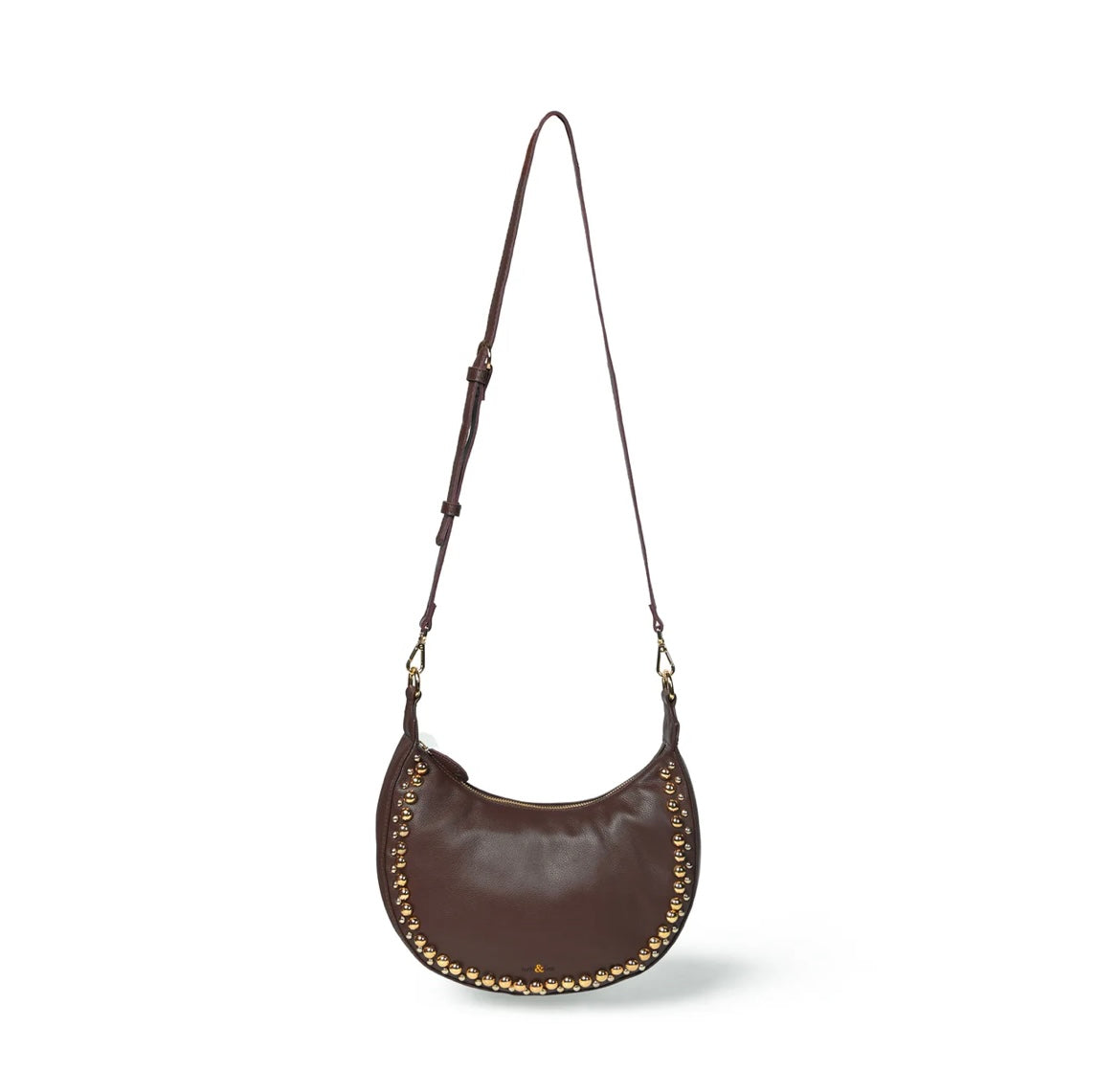 Bell & Fox- Robyn studded crossbody- Chocolate Brown Leather