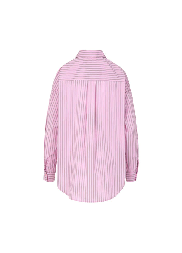 Coster Copenhagen Boxy Shirt - Pink and Grey Stripes. E1201