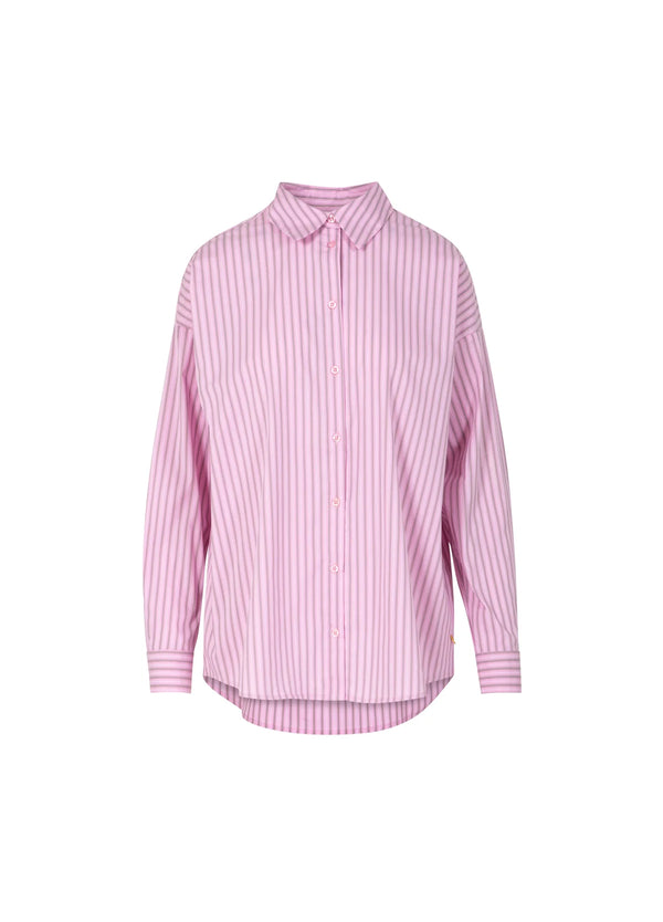 Coster Copenhagen Boxy Shirt - Pink and Grey Stripes. E1201