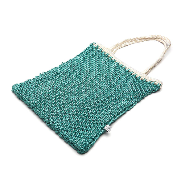 Bell & Fox Kiyana Hand Woven Macrame Bag in Aqua and White